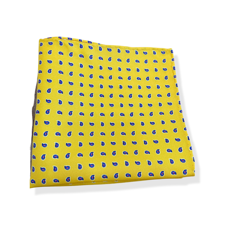 Yellow Paisley Silk Pocket Square